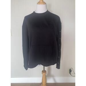 Vans OTW x Beatrice Fleece Sweatshirt Top Black w/ Silver Sleeve Detail NWT S